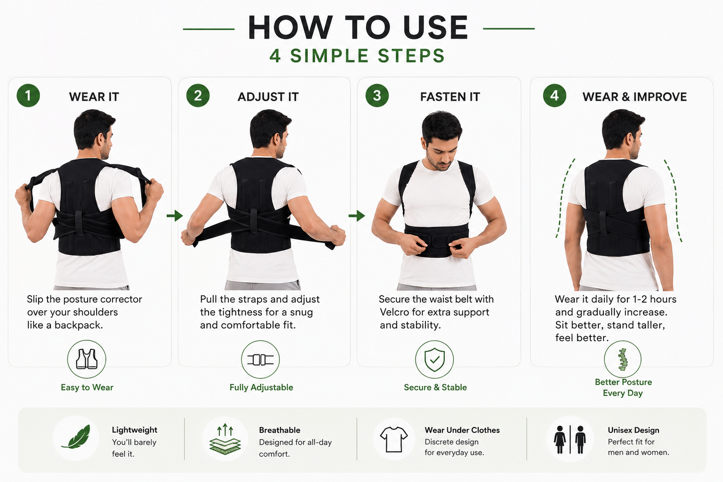 VelAura™ PostureFix Pro – Back & Shoulder Pain Relief Corrector