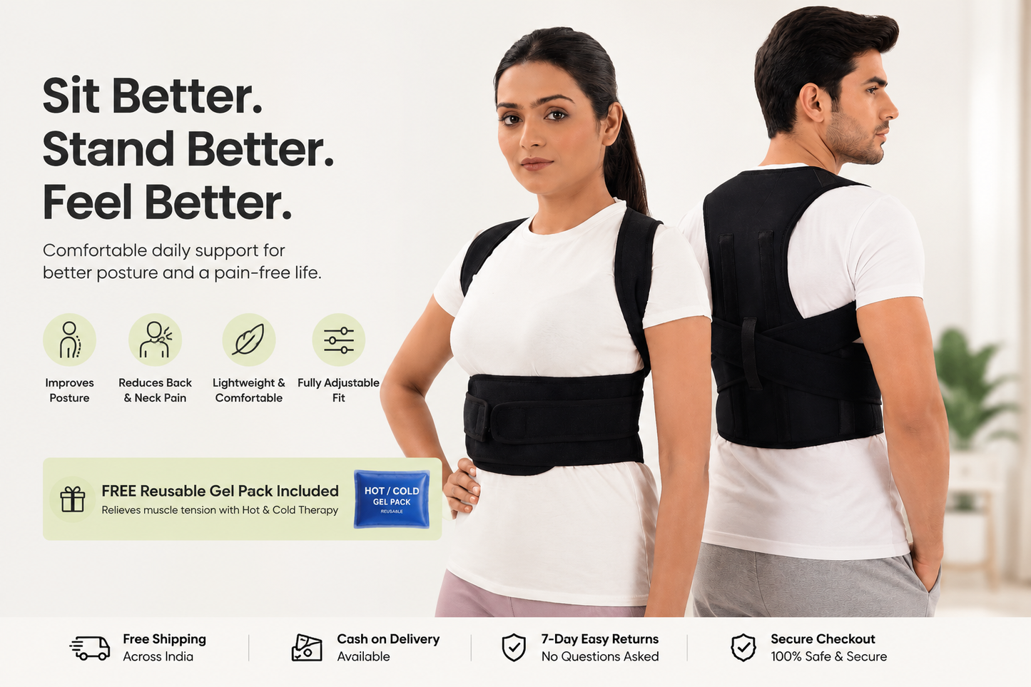 VelAura™ PostureFix Pro – Back & Shoulder Pain Relief Corrector