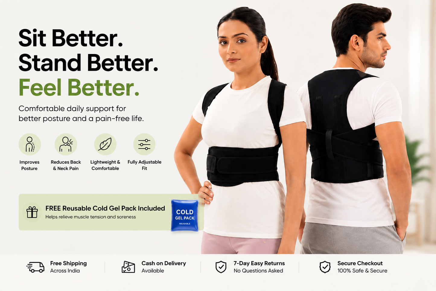 VelAura™ PostureFix Pro – Back & Shoulder Pain Relief Corrector